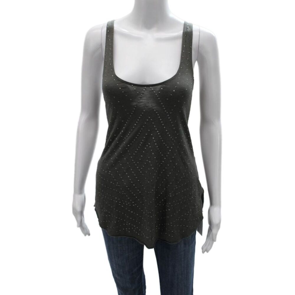 Graham & Spencer Women Tunic Green Geometric Scoop Neck Sleeveless Size M